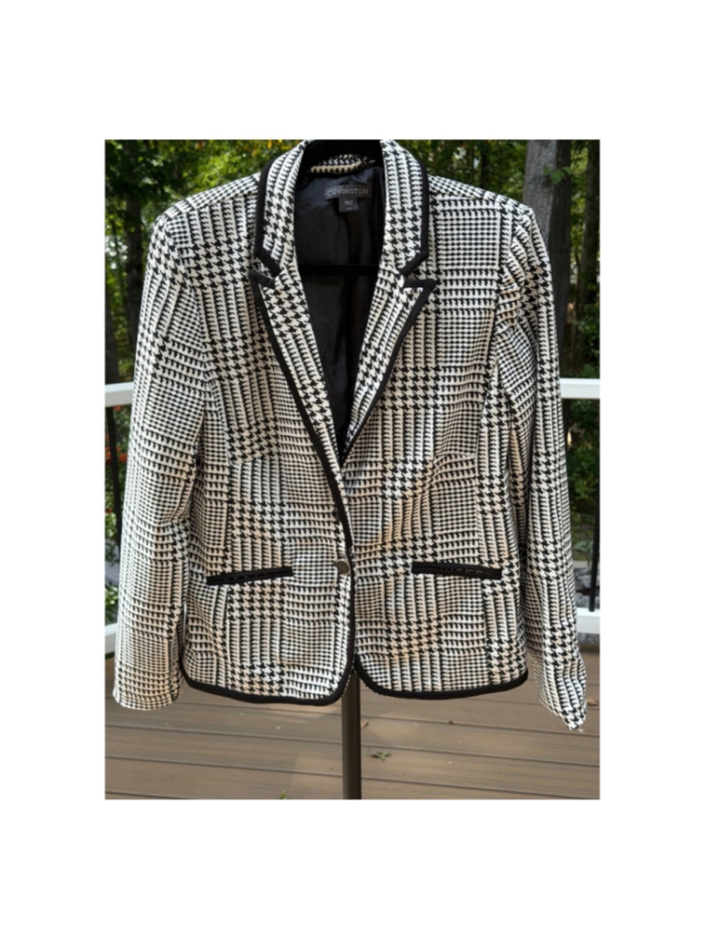 Covington Black White Houndstooth Blazer Jacket Size L (EUC)